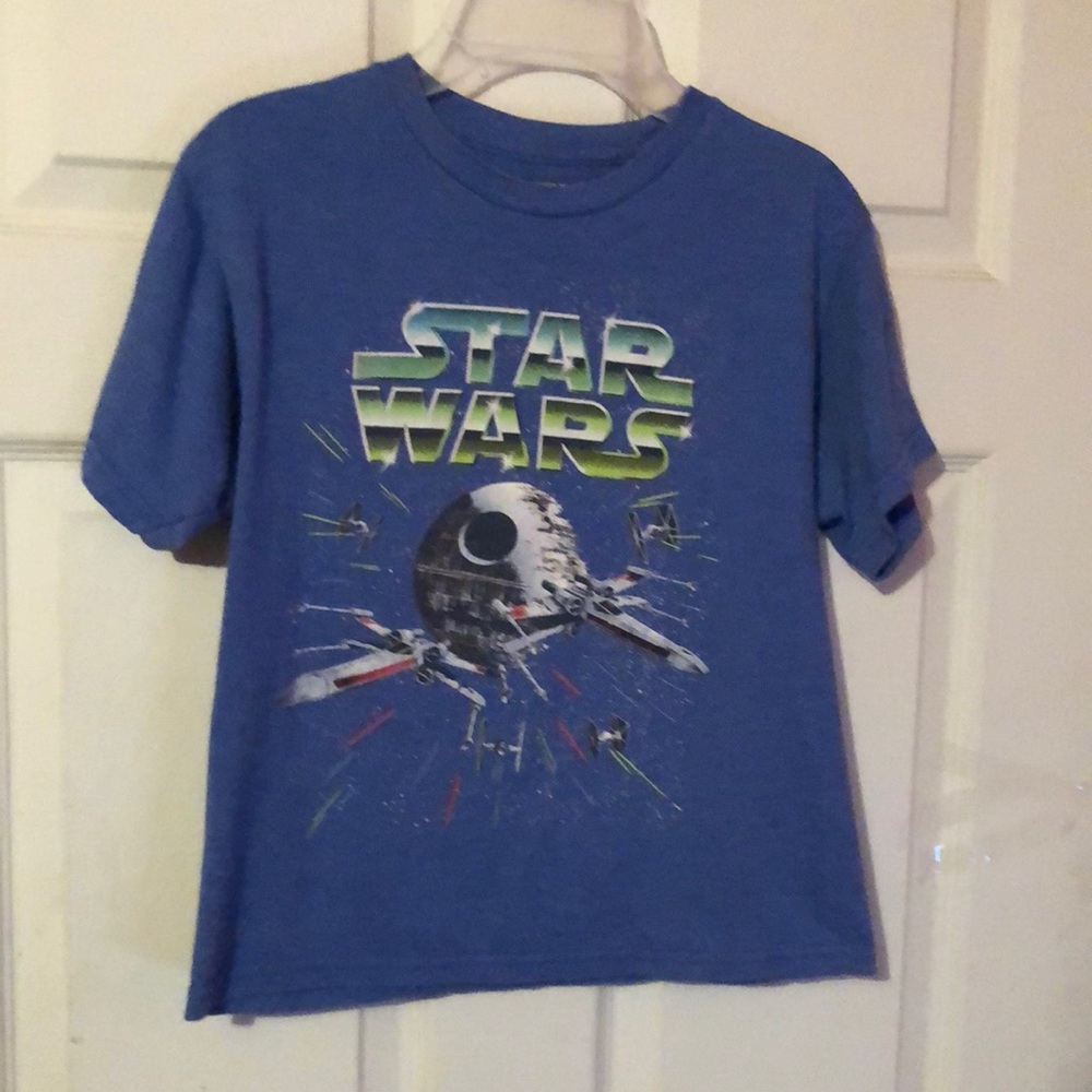 Star Wars Blue Death Star T-Shirt Boys Medium M